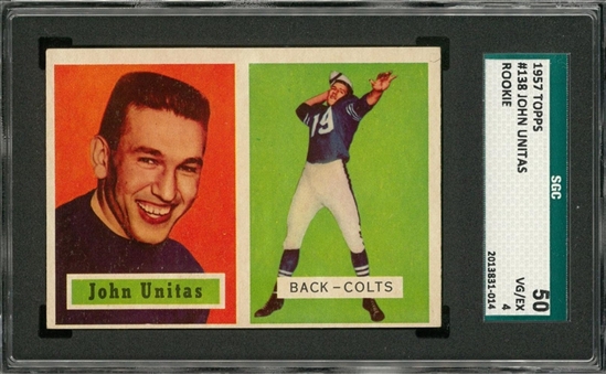 1957 Topps Football #138 John Unitas Rookie Card – SGC 50 VG/EX 4